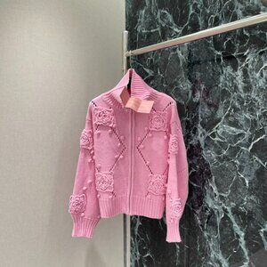 Miu Miu 2025 New Arrival Crocheted Floral Cardigan